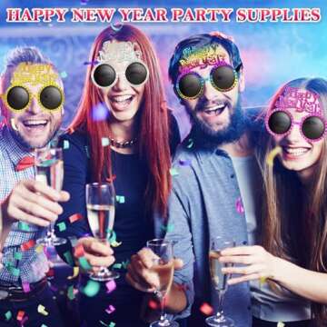 Leetous New Years Eve Party Supplies Decorations 2025 - 8 Pack, Happy New Year Glasses Party Favors, Festival Eyewear Eyeglasses Photo Booth Props Gifts for Costume Outfit