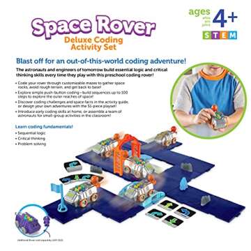 Learning Resources Space Rover Deluxe Coding Activity Set, 51 Pieces, Ages 4+, Coding for Kids, Coding Toys, Kids STEM,Toys STEM,Space Toys, Astronaut Toys