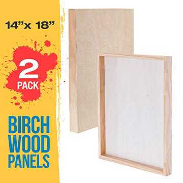 U.S. Art Supply 14" x 18" Birch Wood Paint Pouring Panel Boards, Gallery 1-1/2" Deep Cradle (Pack of 2) - Artist Depth Wooden Wall Canvases - Painting Mixed-Media Craft, Acrylic, Oil, Encaustic