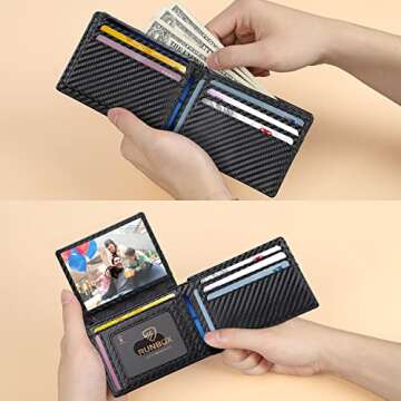 RUNBOX Men's Wallets 15 Card Holder Slim Rfid Leather 2 ID Window With Gift Box Men's Accessories