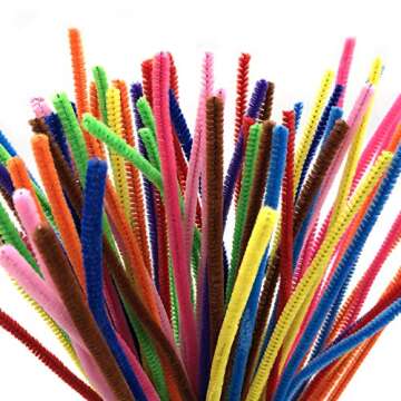 Anvin Pipe Cleaners 100 Pcs 10 Colors Chenille Stems for DIY Crafts Decorations Creative School Projects (6 mm x 12 Inch, Assorted Bright Colors)