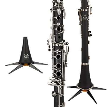 Rhythm Bb Clarinet 17 Nickel Keys Black Bb Clarinet - Woodwind Band & Orchestra Musical Instruments for Beginners, Includes Clarinet, Clarinet Case, Stand