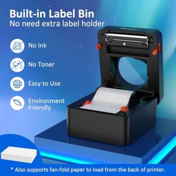 Mvgges Bluetooth Shipping Label Printer, Thermal Label Printer 4x6 for Shipping Packages, Support Windows, Mac, iOS, iPhone, Android, Used for Amazon, Ebay, Shopify, Etsy, UPS, USPS,Matte Black