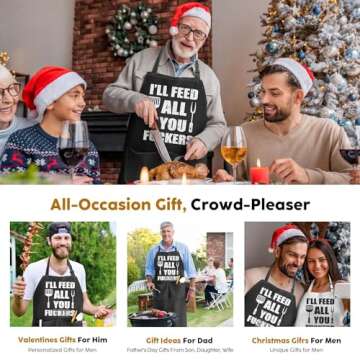 Funny Cooking Aprons for Men - Dad Gifts, Perfect Fathers Day, Birthday, Christmas Gifts for Men Dad Brother Boyfriend Husband, Unique Grilling Chef Apron for Men