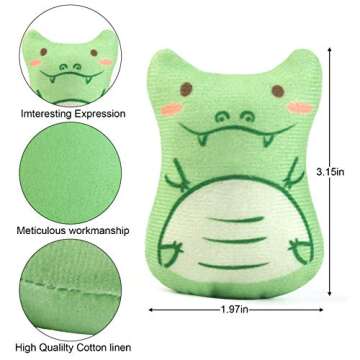 Dorakitten Catnip Toys for Indoor Cats - 5PCS Plush Cat Chew Toys Teething Interactive Catnip Filled Kitten Toy Soft Pet Toy (Animal Shapes)