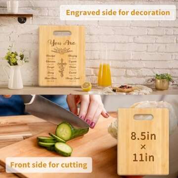 Pandasch Christian Gifts for Women, Unique Religious Gift for Women, Best Birthday Gift for Women Sister, Christian Christmas Gifts - Unique Engraved Bamboo Cutting Board with Inspirational Quotes