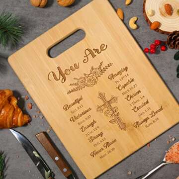 Pandasch Christian Gifts for Women, Unique Religious Gift for Women, Best Birthday Gift for Women Sister, Christian Christmas Gifts - Unique Engraved Bamboo Cutting Board with Inspirational Quotes