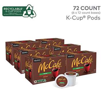 McCafe Premium Roast Decaf Coffee, Single Serve Keurig K-Cup Pods, Decaffeinated, 72 Count (6 Packs of 12)