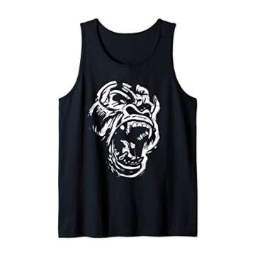 Angry Gorilla Shirt Silverback White Fierce Great Ape Gift Tank Top