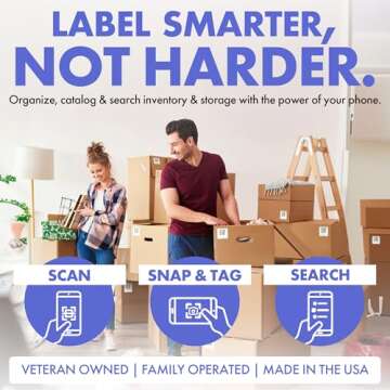 QR Labels for Moving, Storage, Organizing, Office, Tools - Scan Smart QR Code Stickers on Totes, Boxes - Free iOS & Android App (40 Labels, White)