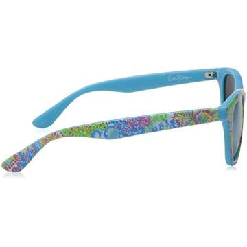 Lilly Pulitzer Women's Maddie Polarized Wayfarer Sunglasses, Lovers Coral, 52.0 mm