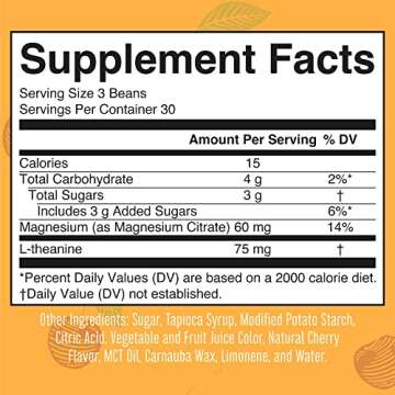 MaryRuth Organics Magnesium Citrate Vita-Beans | 1 Month Supply | Magnesium Supplement with L-Theanine | Calm Magnesium for Adults & Kids 14+ | Bone, Nerve, Gut Health | Vegan | Non-GMO | 90 Count