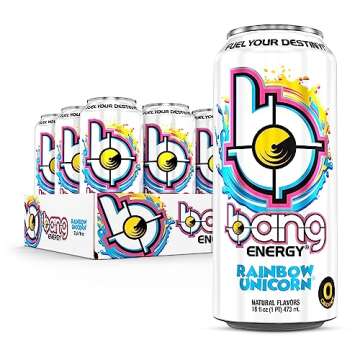 Bang Energy Rainbow Unicorn, Sugar-Free Energy Drink, 16 Fl Oz (Pack of 12) - Packaging May Vary