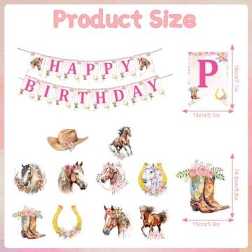 Rngmsi Horse Birthday Party Decorations - Horse Happy Birthday Party Decor for Girls Horse Cowgirl Hanging Swirls Banners Birthday Decorations Western Horse Cowgirl Birthday Decorations Supplies Women