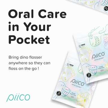 Piico Unflavored Kids Floss - No Fluoride Dual Line Dental Floss Picks - Fun Oral Care in Colorful Floss Sticks Design - Kids Flossers Avoid Tooth Decay & Gum Disease - 80 Count Dino