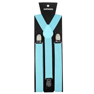 Baby Blue Men's Suspender Braces with Strong Clips