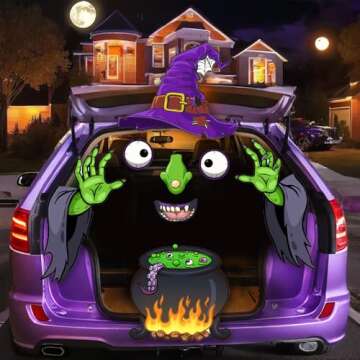 Halloween Large Trunk or Treat Car Decorations Kit Witch Halloween Decorations Halloween Decor for SUV and Truck Car Sticker