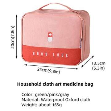 paerma Empty First Aid Bags Travel Medical Supplies Insulated Medicine Bag Convenient Safety Kit Suit for Family Outdoors Hiking Camping Car Office Workplace,Pink