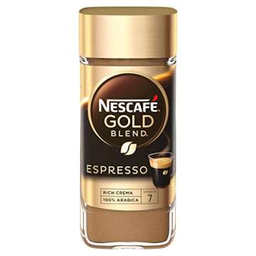 NESCAFE Instant Espresso In Jar, 3.5 Ounce Imported From The UK England Strong Tasting Rich Coffee With Velvety Coffee Crema British Instant Coffee