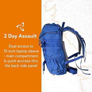 Mystery Ranch 2 Day Backpack - Tactical Daypack Molle Hiking Packs, 27L - Small/Medium - Indigo