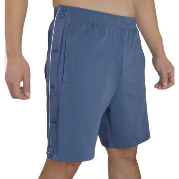 Tear Away Shorts for Men Post Surgery Shorts Snap Knee Leg Hip Surgical Recovery Short Pants Leg Side Open Shorts