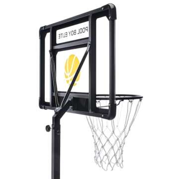 POOL BOY SPORTS - Pool Basketball Hoop - Set Includes 3X Composite Leather Basketballs, Air Pump, & Tools - Adjustable Poolside Basketball Hoop - Made for Kids, Teens, & Adults