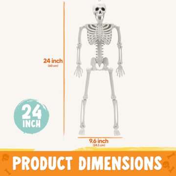 24" Halloween Posable Skeletons for Spooky Decor