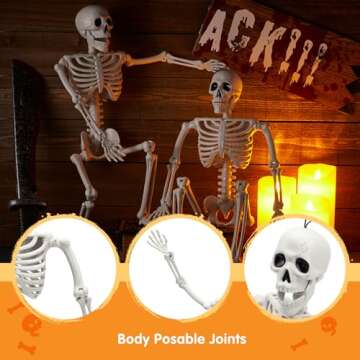 24" Halloween Posable Skeletons for Spooky Decor