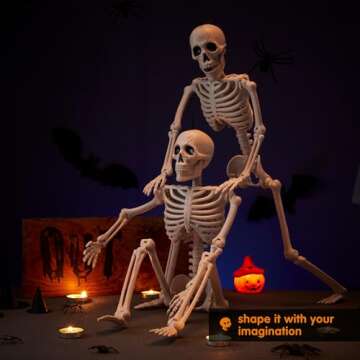 24" Halloween Posable Skeletons for Spooky Decor