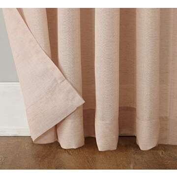 No. 918 Amalfi Linen Blend Textured Semi-Sheer Rod Pocket Curtain Panel, 54" x 95", Blush Pink