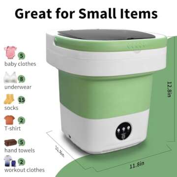 Portable Washing Machine, Mini 13L Foldable Washer and Dryer with 3 Modes Deep Cleaning, Upgraded Small Collapsible Laundry for Travel, Sutiable for Underwear,Baby Clothes,Socks or Other Small Items