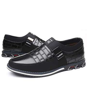 COSIDRAM Men Casual Shoes Sneakers Loafers Walking Shoes Lightweight Driving Business Office Slip on Black 10