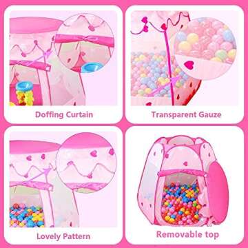 Crayline Pop Up Princess Tent with Star Light, Toys for 1-4 Year Old Girl Birthday Gift