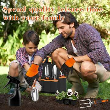 WNJ Garden Tool Set, 14PCS Complete Set of Heavy-Duty Stainless Steel Gardening Hand Tools with Stylish and Durable Tool Bag and Non-Slip Rubber Grips, Ideal Gardening Kit Gift for Women and Men