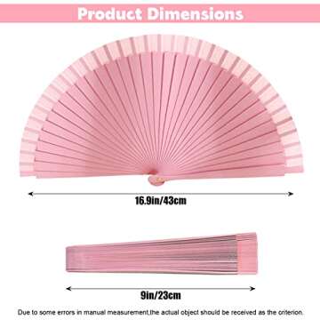 Heyiminy 8.2in Handheld Folding Fan - Foldable, Portable, Stylish - Elegant Folding Hand Fan for Events, Parties, Women's Gatherings | Silk and Wooden Elegance | Abanicos de Mano, Classic Asian Style