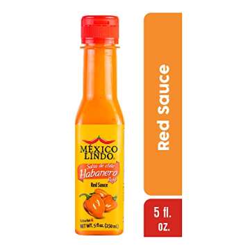 MEXICO LINDO Red Habanero Hot Sauce, Real Red Habanero Chili Pepper, 78,200 Scoville Level, Enjoy with Mexican Food, Seafood & Pasta, 5 Fl Oz Bottles (Pack of 2)