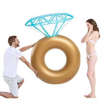 Jasonwell Inflatable Diamond Ring Pool Float - Engagement Ring Bachelorette Party Float Stagette Decorations Swimming Tube Floaty Outdoor Water Lounge for Adults & Kids