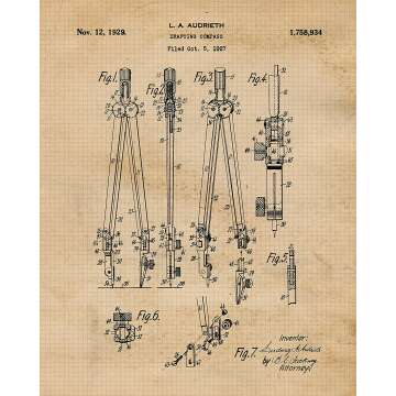 Vintage Architect Tools Patent Prints Set for Home Decor