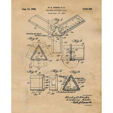 Vintage Architect Tools Patent Prints Set for Home Decor