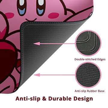 Gaming Mouse Pad Large with Stitched Edges, Japanese Anime Mouse Pad for Desk, Extended XL Long Full Desk Mousepad with Anti-Slip Base, Cute Desk Pad for Keyboard and Mouse, 31.5 x 11.8 in