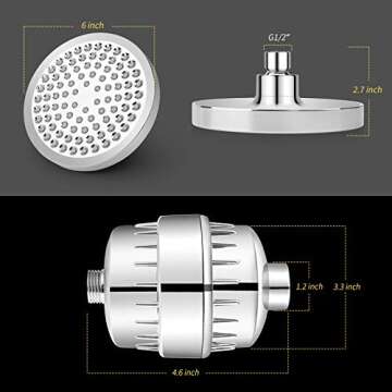 FEELSO Shower Head and 15 Stage Shower Filter, High Output Hard Water Softener Showerhead with Filter Cartridge for Hard Water Remove Chlorine and Harmful Substances