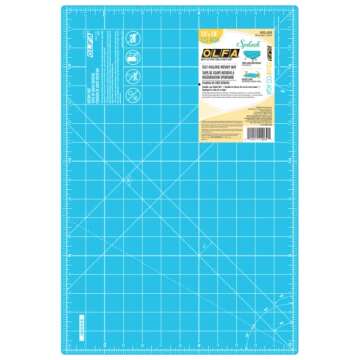 OLFA 12" x 18" Self Healing Rotary Cutting Mat (RM-CG/AQA) - Double Sided 12x18 Inch Cutting Mat with Grid for Fabric, Sewing, Quilting, & Crafts, Designed for Use with Rotary Cutters (Aqua)