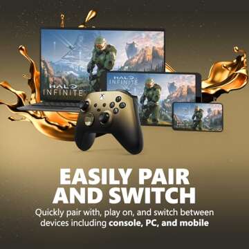 Xbox Special Edition Wireless Gaming Controller – Gold Shadow Series X|S, One, Windows PC, Android, and iOS