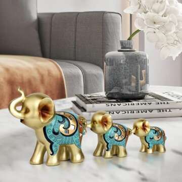 Kresecioo Gold Elephant Statue Set - Home & Gifts