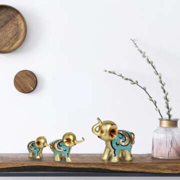 Kresecioo Gold Elephant Statue Set - Home & Gifts