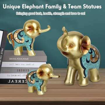 Kresecioo Gold Elephant Statue Set - Home & Gifts