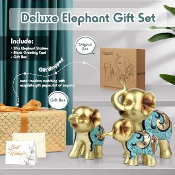 Kresecioo Gold Elephant Statue Set - Home & Gifts