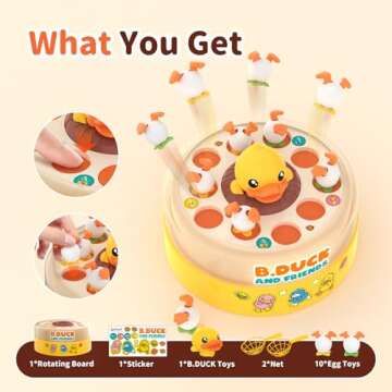 B.Duck Games for Kids Age 4-6, Board Games Bounce and Catch Duck Toys for Kids 4-8, Family Board Games for 5-7 Boys Girls, Birthday Gifts Christmas Party Games for Toddlers 3-5