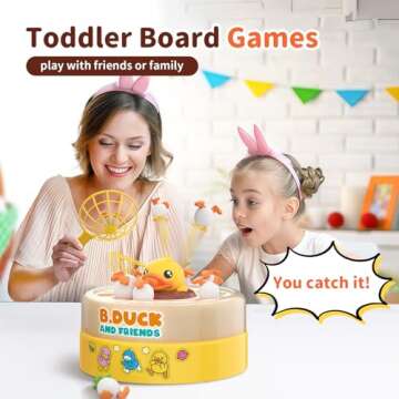 B.Duck Games for Kids Age 4-6, Board Games Bounce and Catch Duck Toys for Kids 4-8, Family Board Games for 5-7 Boys Girls, Birthday Gifts Christmas Party Games for Toddlers 3-5