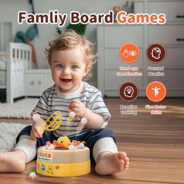 B.Duck Games for Kids Age 4-6, Board Games Bounce and Catch Duck Toys for Kids 4-8, Family Board Games for 5-7 Boys Girls, Birthday Gifts Christmas Party Games for Toddlers 3-5